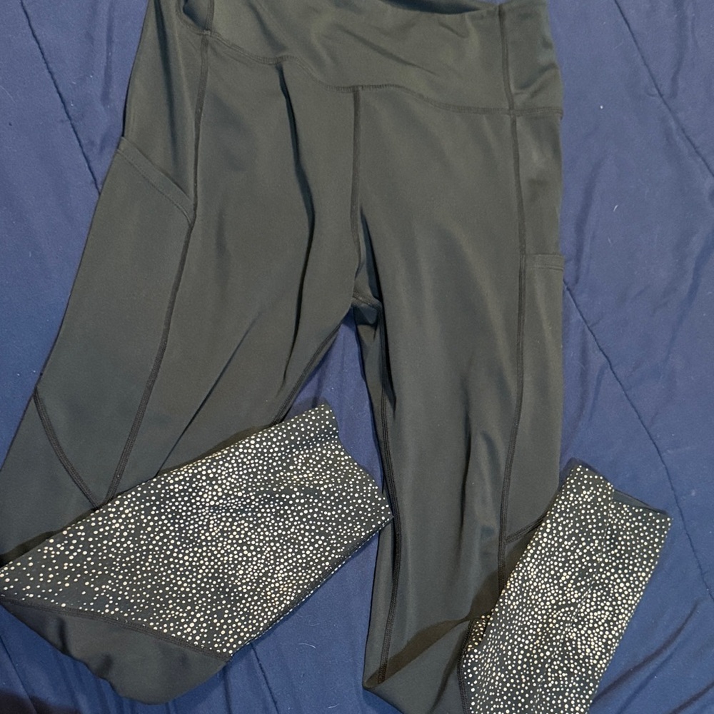 ZYIA Black Leggings with Speckled Cuff Accent